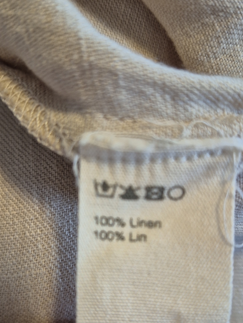NAÏF 100% Linen Loose Fit Capri Pants Natural Beige Elastic Waist Women's - M - Picture 5 of 7